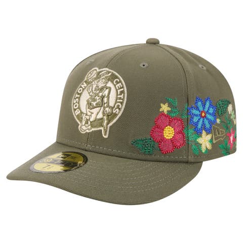 Men's New Era Olive Boston Celtics Tonal Florals 59FIFTY Fitted Hat