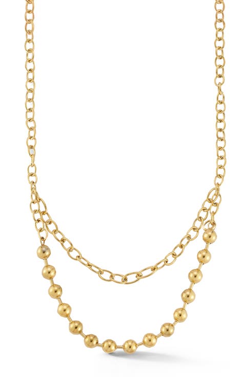 Ball Bead & Chain Layered Necklace