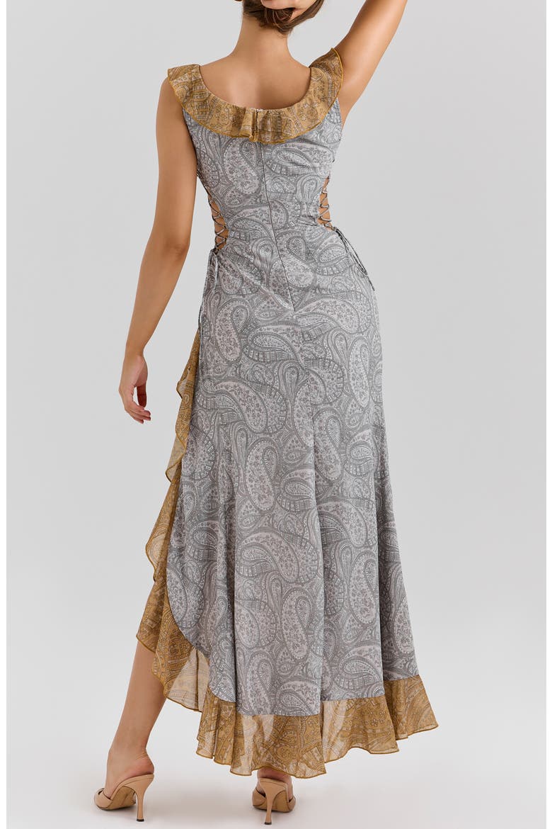 printed ruffle georgette bridesmaid dress Tiered Ruffles A-line Print Chiffon Bridesmaid Dress