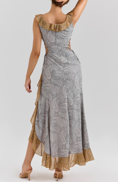 House Of Cb Womens Paisley Print Aloura Georgette Ruffle Woven Maxi Dress In Multi