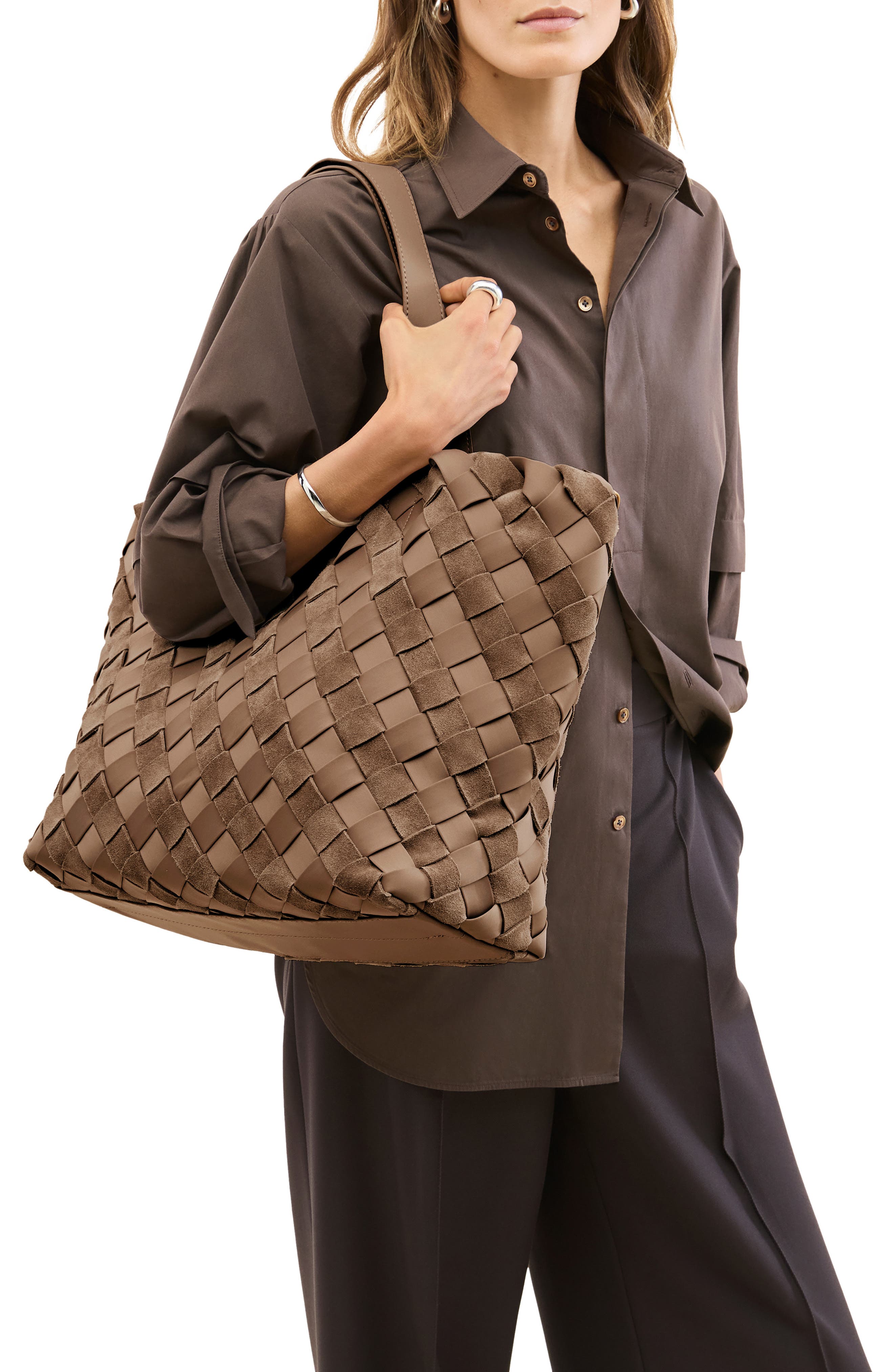 Como Medium Striped Woven Tote, Alternate, color, CANYON