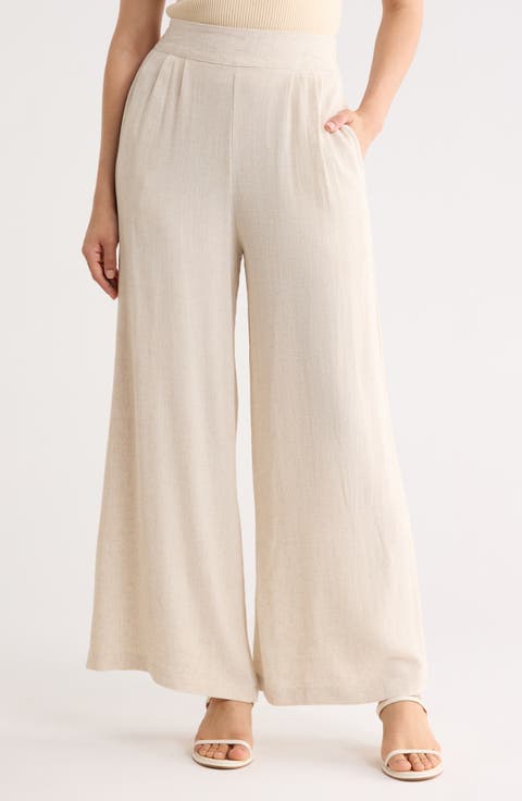 Wide Leg Pull-On Pants