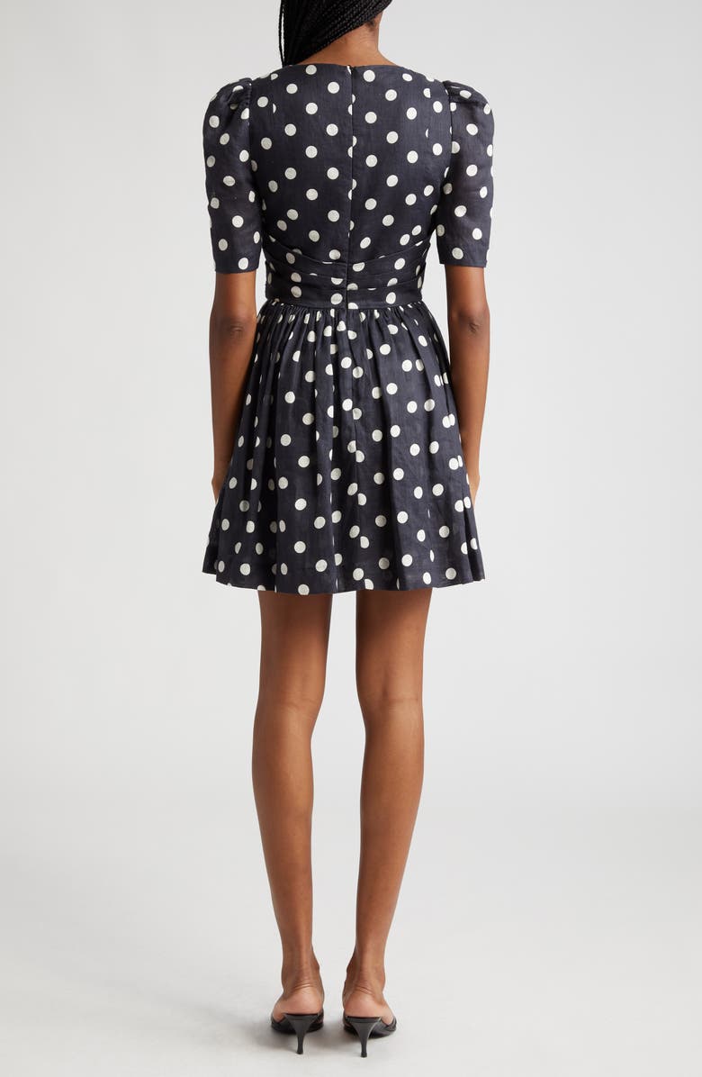 Zimmermann Polka Dot Pleated Linen Minidress, Alternate, color,