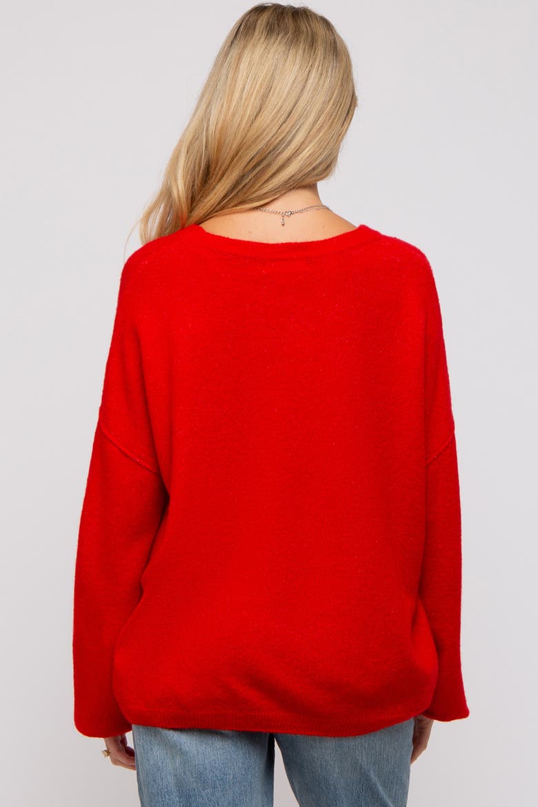 Basic Drop Shoulder Sweater, Alternate, color, Red
