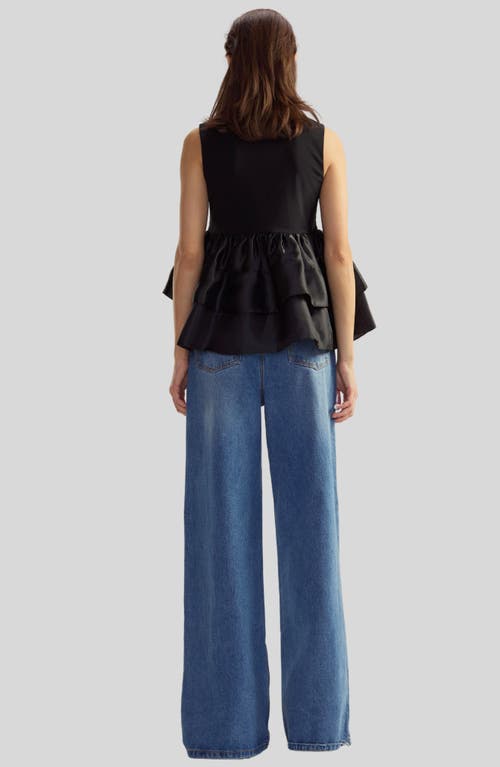 Cynthia Rowley Daphne Organza Top In Black Multi
