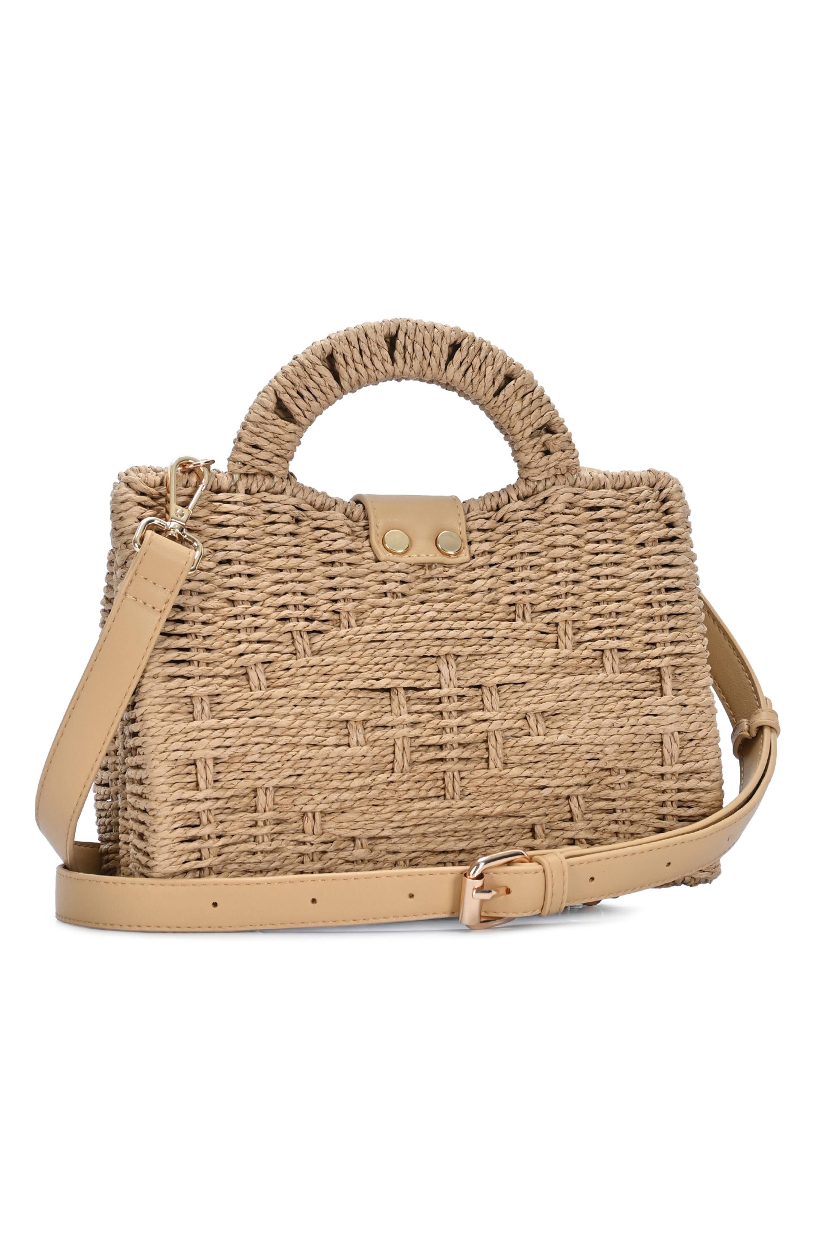 Structured Straw Mini Bag, Alternate, color, NATURAL