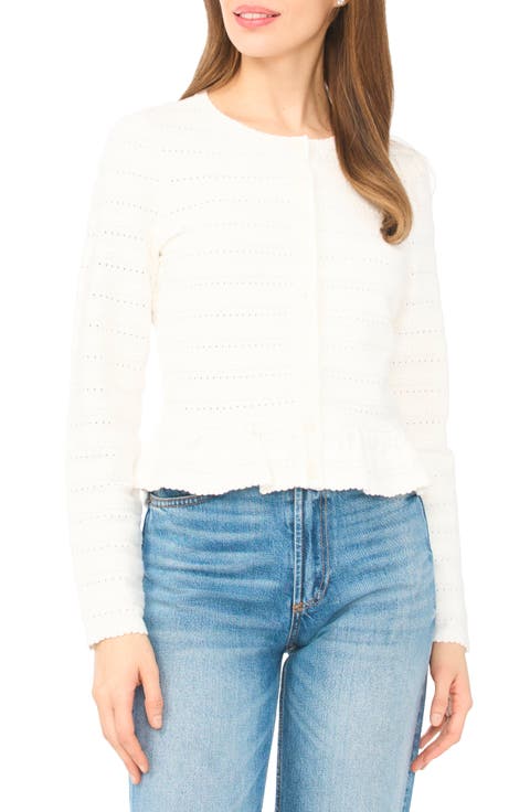 Ruffle Pointelle Cardigan