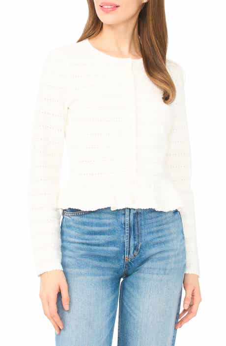 Ruffle Pointelle Cardigan