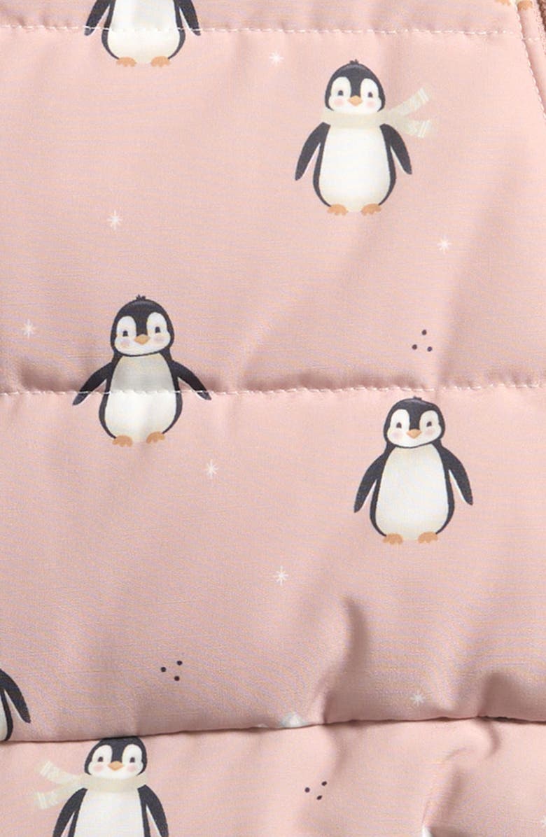 FIRSTS by Petit Lem Penguin Print Snowsuit, Alternate, color, Pink