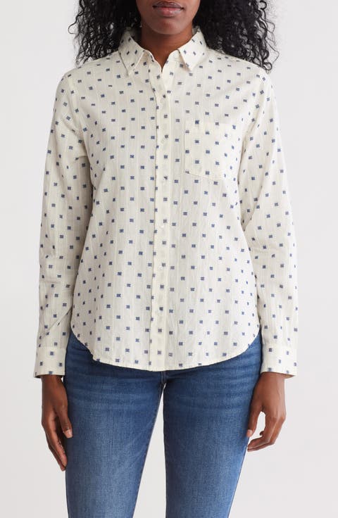 Clip Dot Long Sleeve Button-Up Shirt