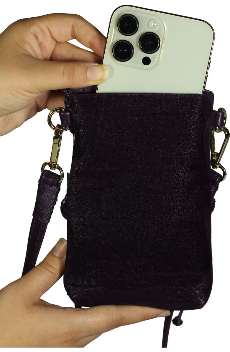 Carlos Falchi Cell Phone Butterly Lambskin Leather Bag, Alternate, color,