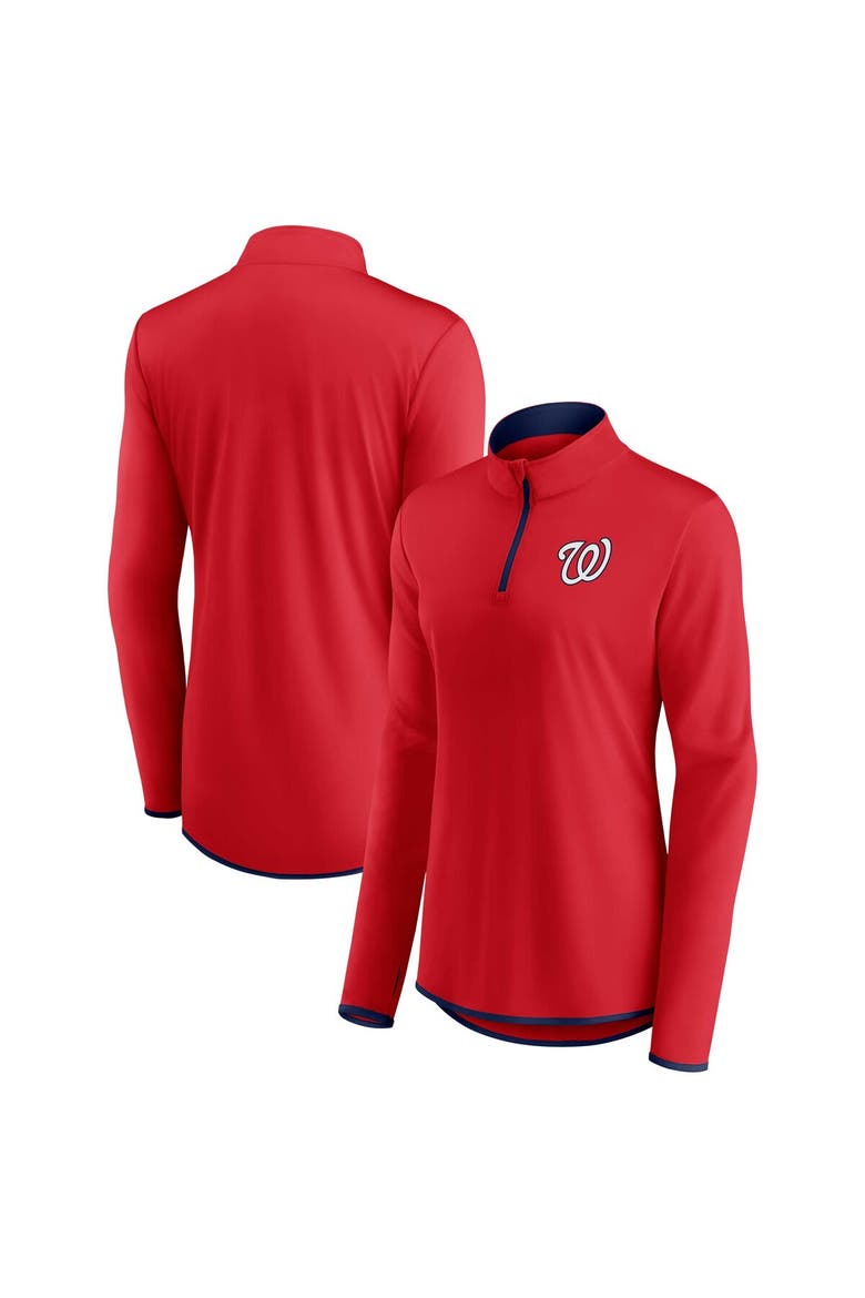 Women's Fanatics Branded Red Washington Nationals Corner Quarter-Zip Top, Alternate, color, Red
