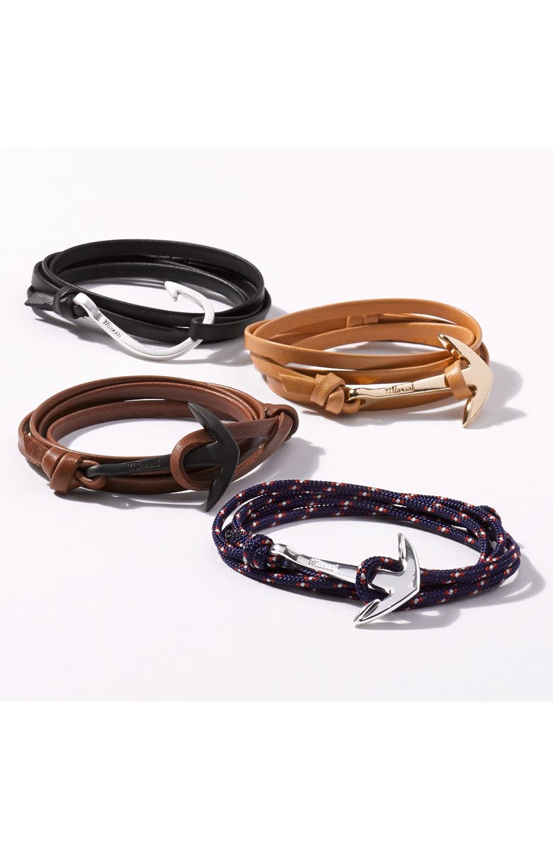 Miansai 'Noir' Anchor Leather Bracelet, Alternate, color,