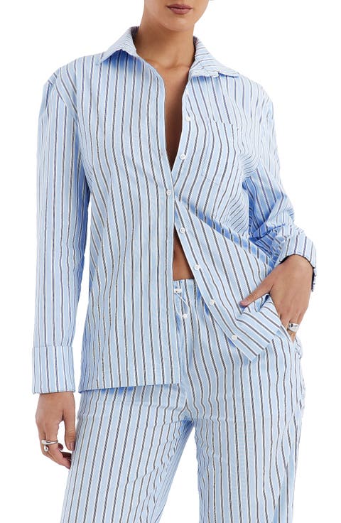 Stripe Boxy Button-Up Shirt