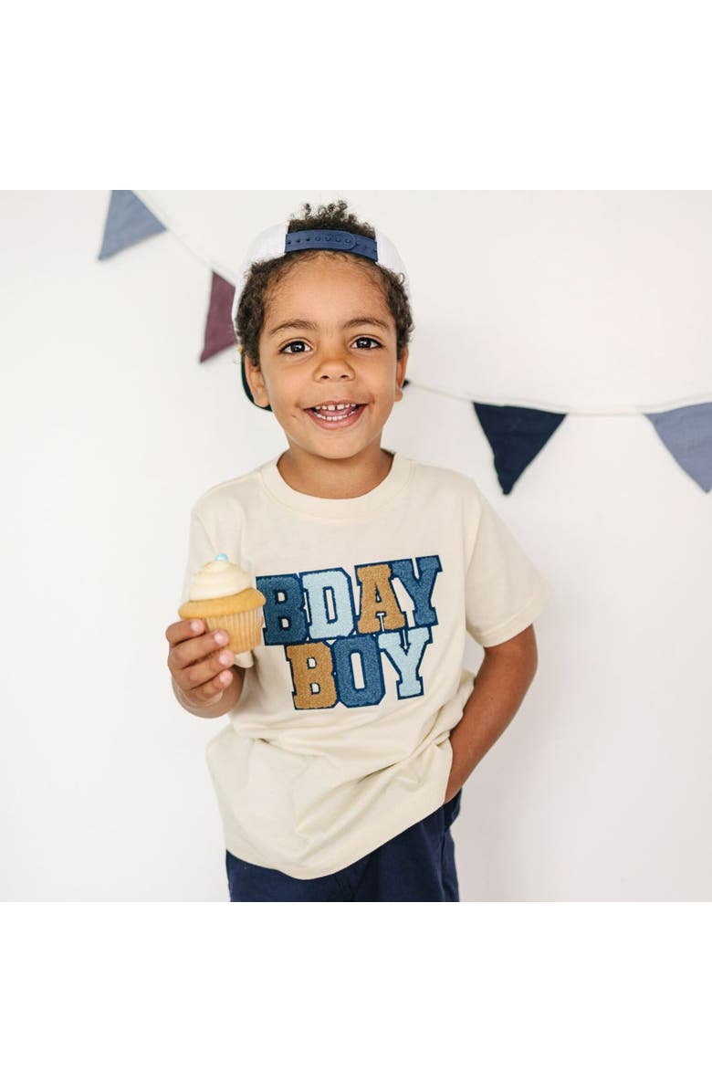 Sweet Wink Birthday Boy Patch Short Sleeve T-Shirt, Alternate, color, Natural