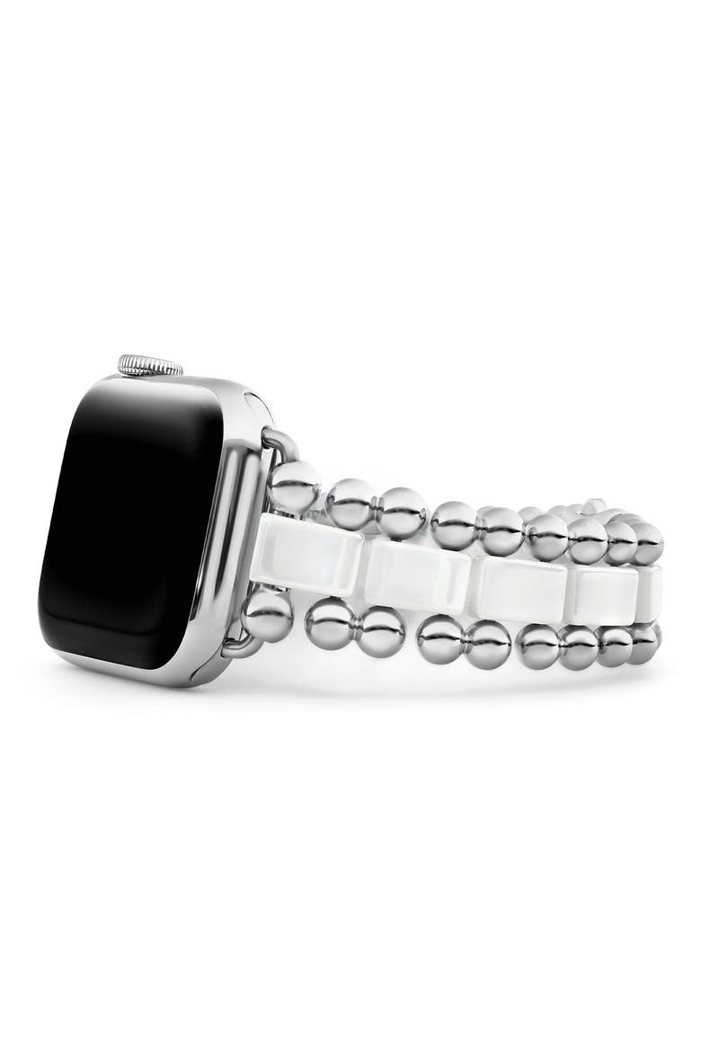 Smart Caviar White Ceramic & Stainless Steel 20mm Apple Watch® Watchband, Alternate, color, SILVER/WHITE