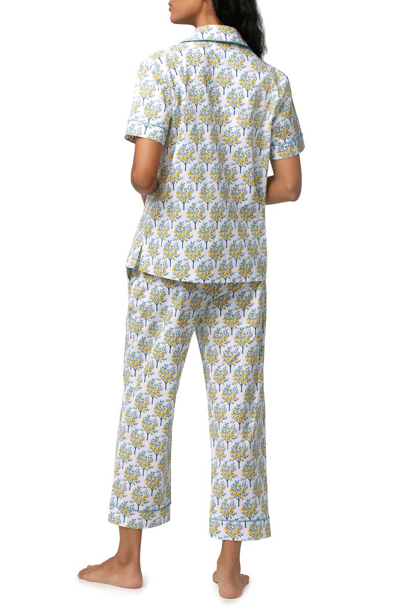 BedHead Pajamas Print Crop Organic Cotton Pajamas, Alternate, color, Lemon Trees