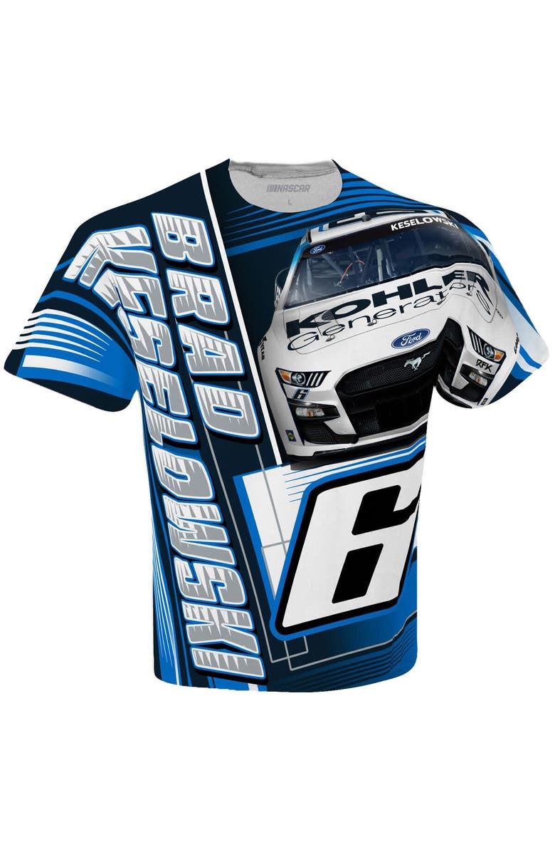 CHECKERED FLAG Men's Checkered Flag White Brad Keselowski Kohler Sublimated Dynamic Total Print T-Shirt, Alternate, color, White