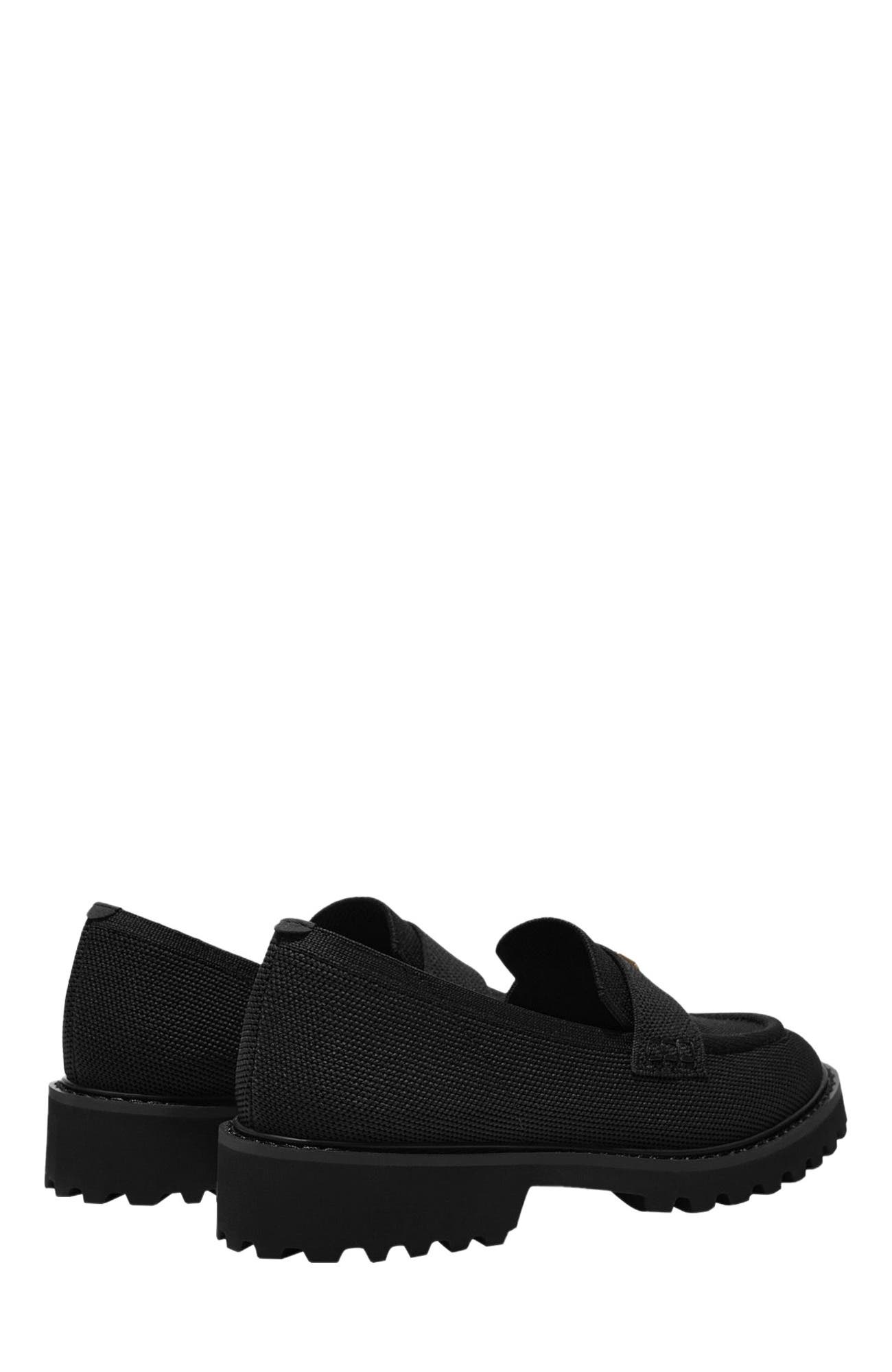 VIVAIA Round-Toe Platform Chunky Heel Loafers, Alternate, color, Black