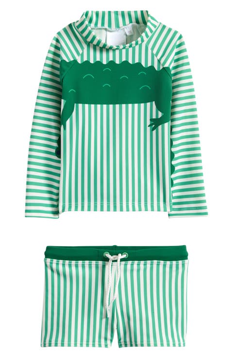 Stripe Long Sleeve Two-Piece Rashguard Swimsuit (Baby)