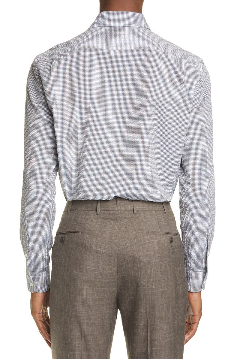 ZEGNA Ermenegildo Zegna Classic Fit Check Seersucker Button-Up Shirt, Alternate, color, 