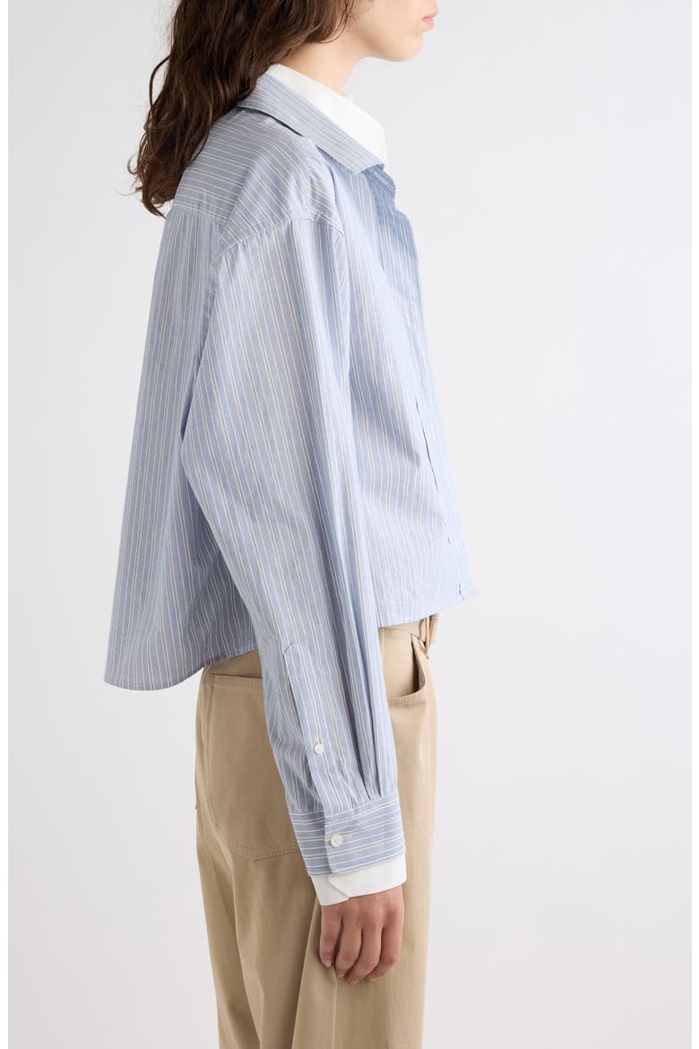 Soubla Striped Cropped Cotton Shirt, Alternate, color, BLUE/ WHITE
