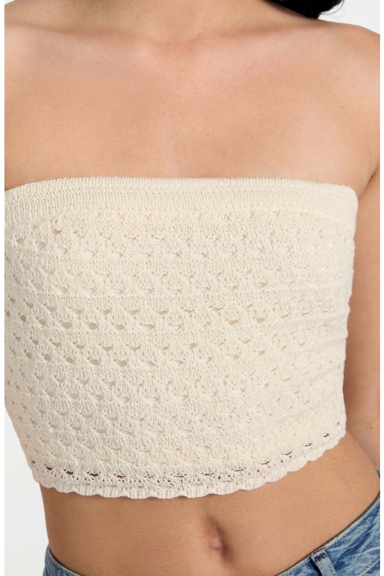 Luca Strapless Crop Knit Tube Top, Alternate, color, DOVE WHITE
