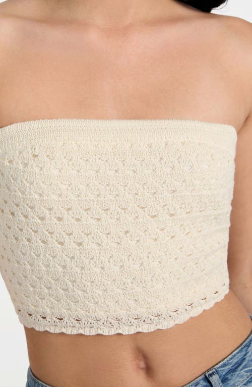 Guess Luca Strapless Crop Knit Tube Top In White