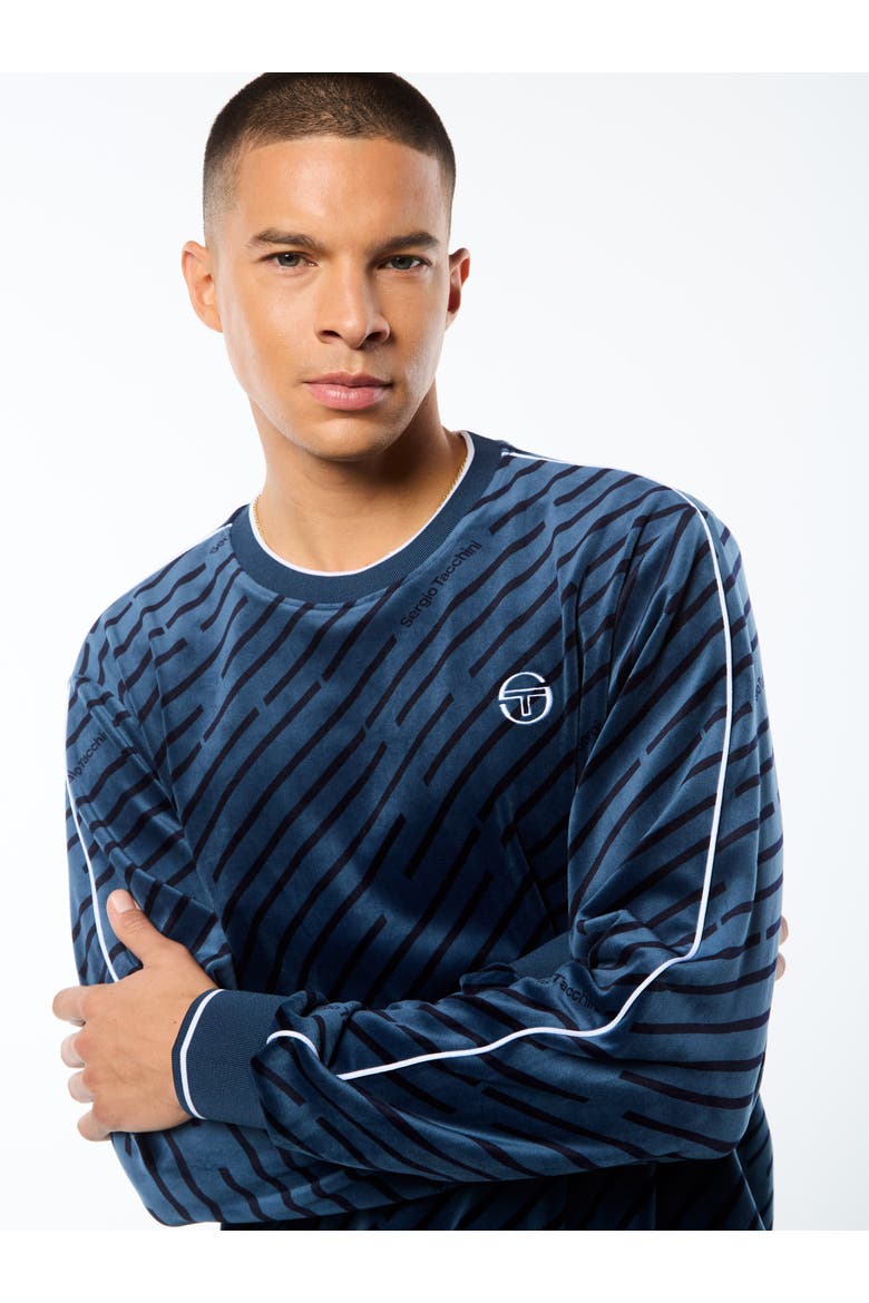 Obliquo Velour Crewneck, Alternate, color, KEY LARGO