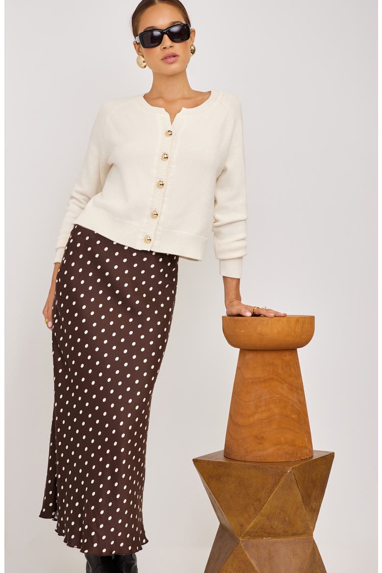 Mia Bias Midi Skirt, Alternate, color, BROWN W/ CREAM