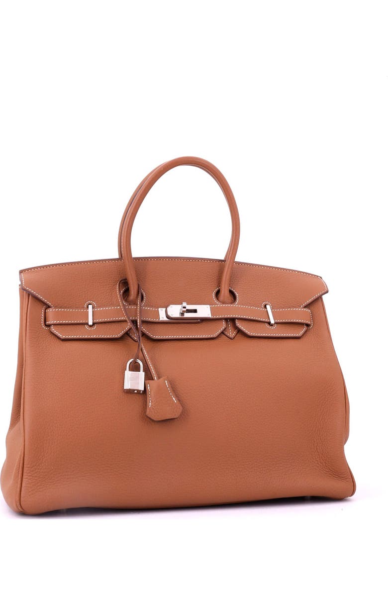 Pre-Owned Hermes Birkin Handbag Brown Togo with Palladium Hardware 35, Alternate, color, Gold