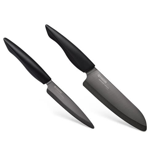 Kyocera Innovationblack 2-piece Ceramic Knife Set, 6-inch Chef's And 4.5-inch Utility In Black