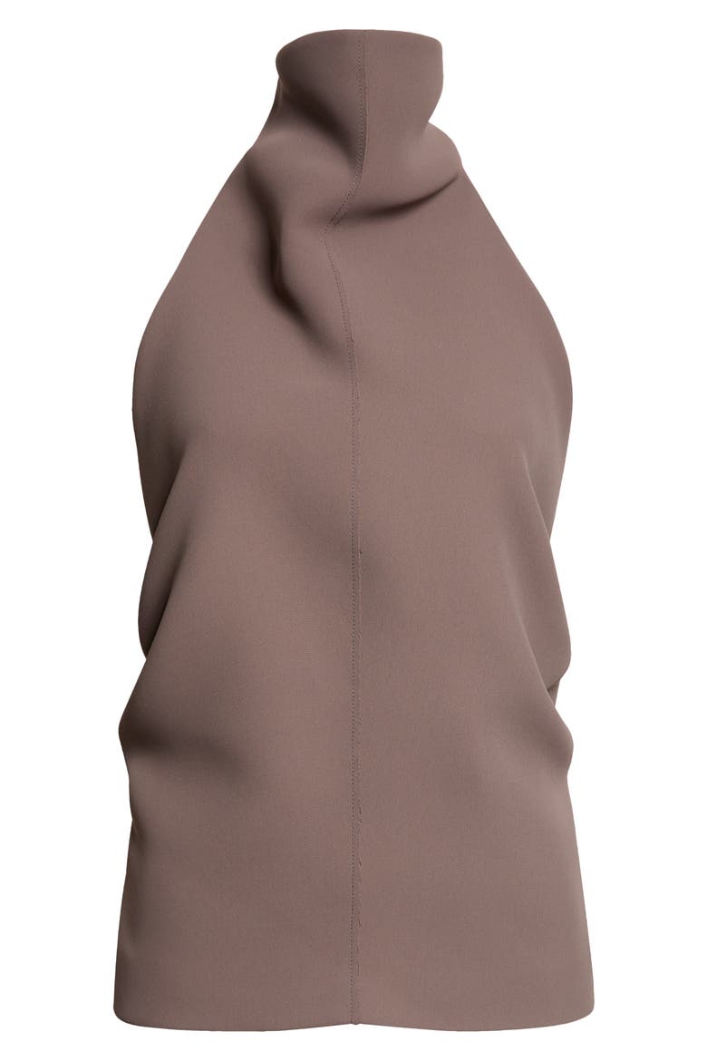 Rone Funnel Neck Double Face Crepe Halter Top, Alternate, color, CLOVE
