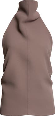Khaite Rone Funnel Neck Double Face Crepe Halter Top
