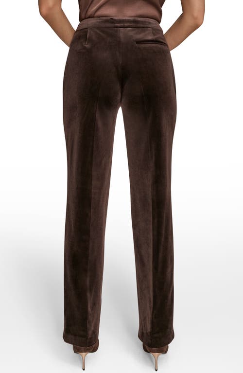 Donna Karan New York Velvet Straight Leg Pants In Brown