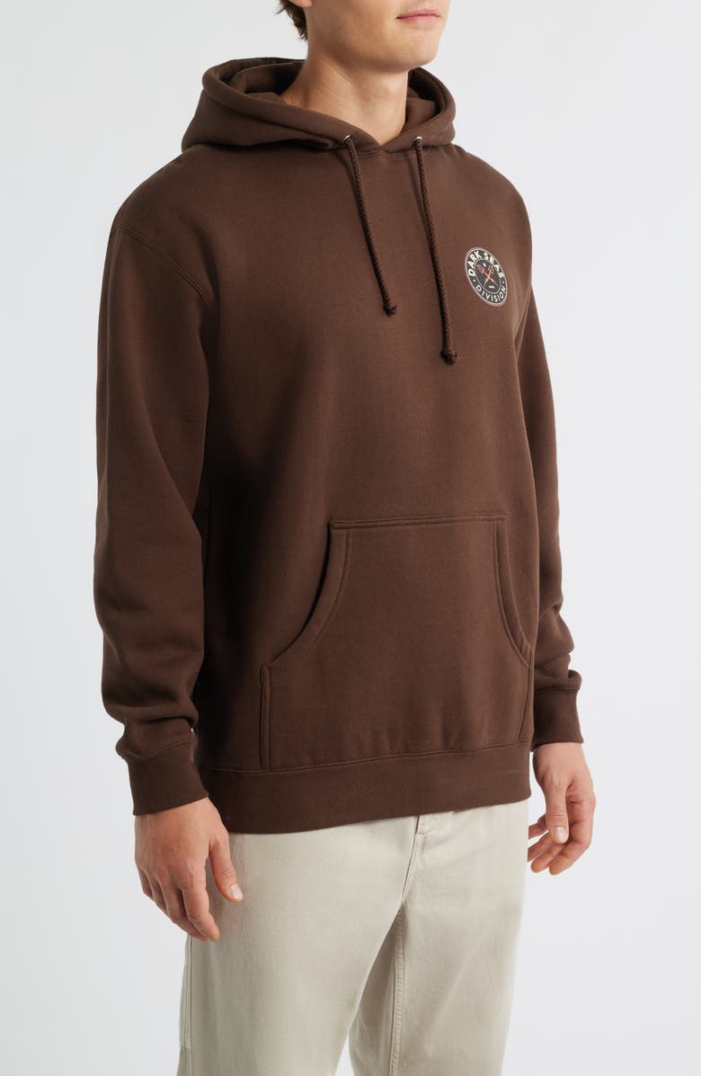 DARK SEAS Time Teller Logo Graphic Fleece Hoodie, Alternate, color, Brown
