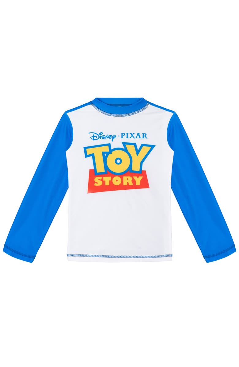 Disney Toy Story Swimwear 2-Piece Rash Guard and Swim Trunks Set, Alternate, color, Toy Story Blue Stripe