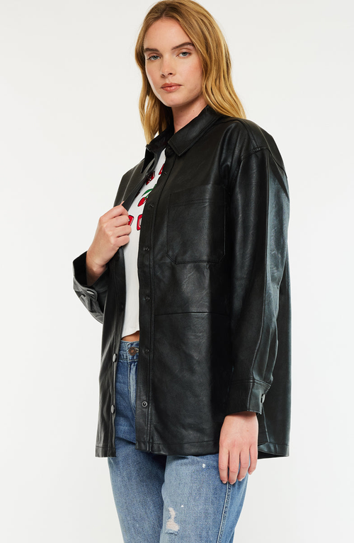 Kancan Margo Faux Leather Jacket In Black