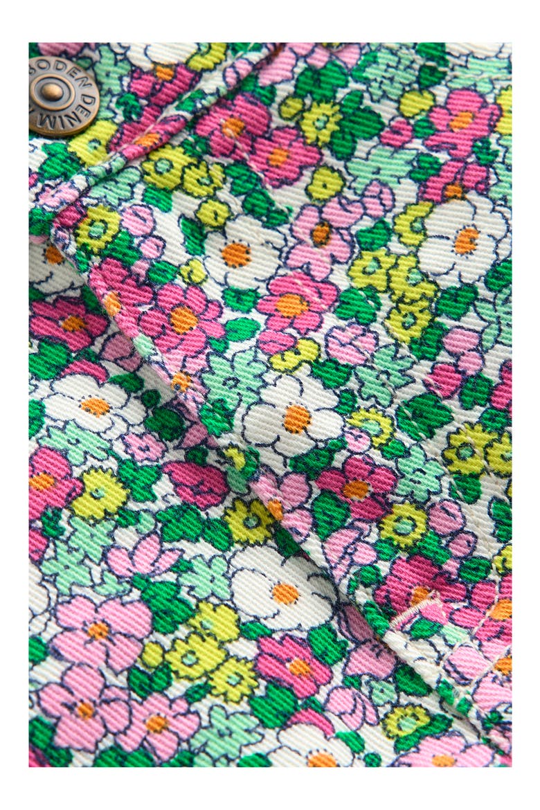 Kids' Floral Stretch Denim Shorts, Alternate, color, GREEN MULTI FLOWER SUMMERBED