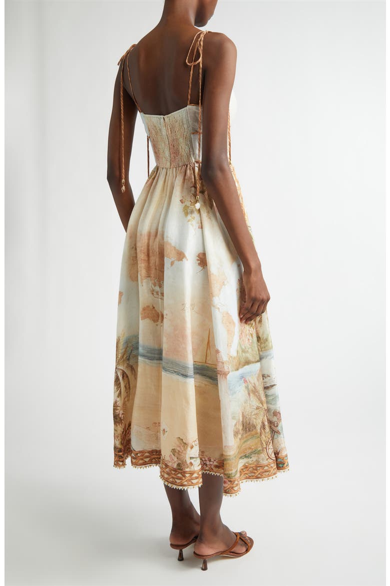 Mahon Linen Picnic Dress, Alternate, color, ISLAND MAP BLUE