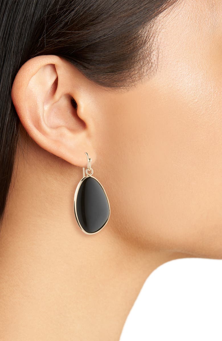 Cara Circle Stone Drop Earrings, Alternate, color, Jet