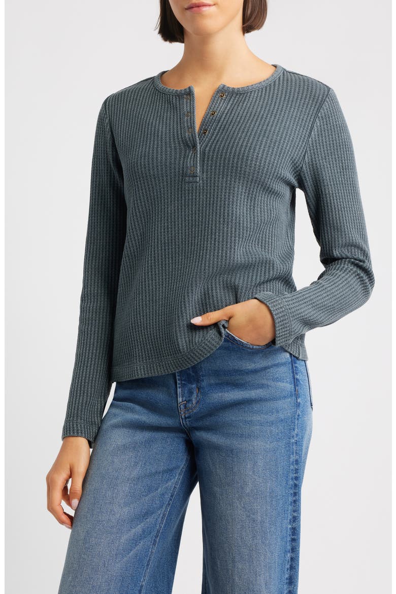 Thermal Knit Henley, Main, color, CHARCOAL