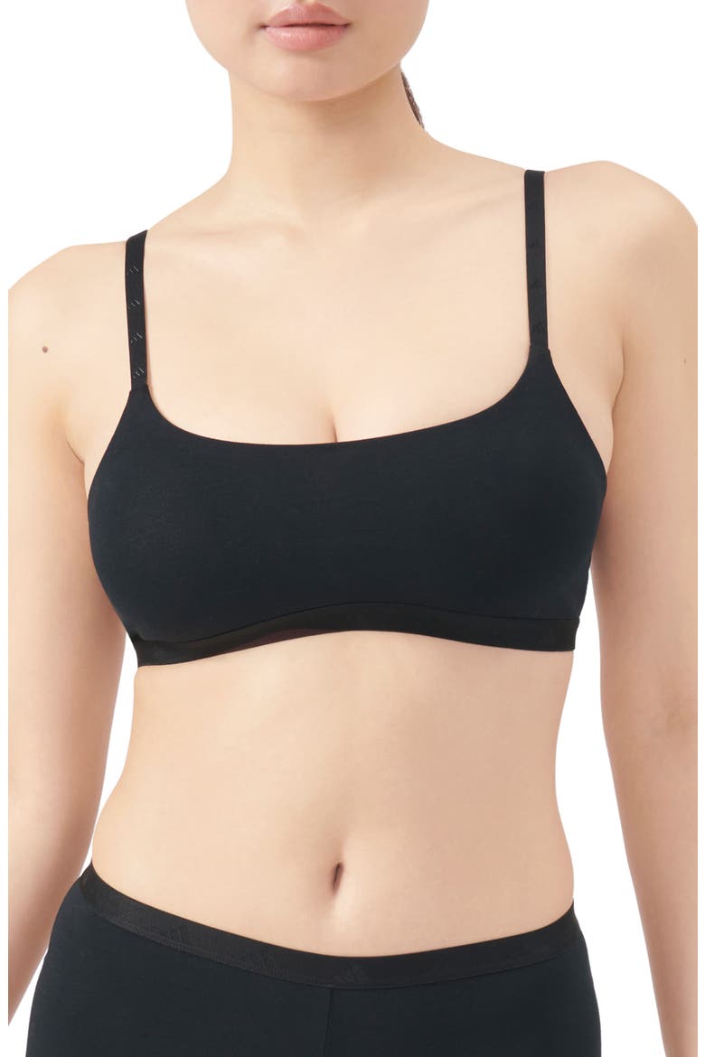 Essentials Cotton Blend Scoop Bralette, Main, color, BLACK