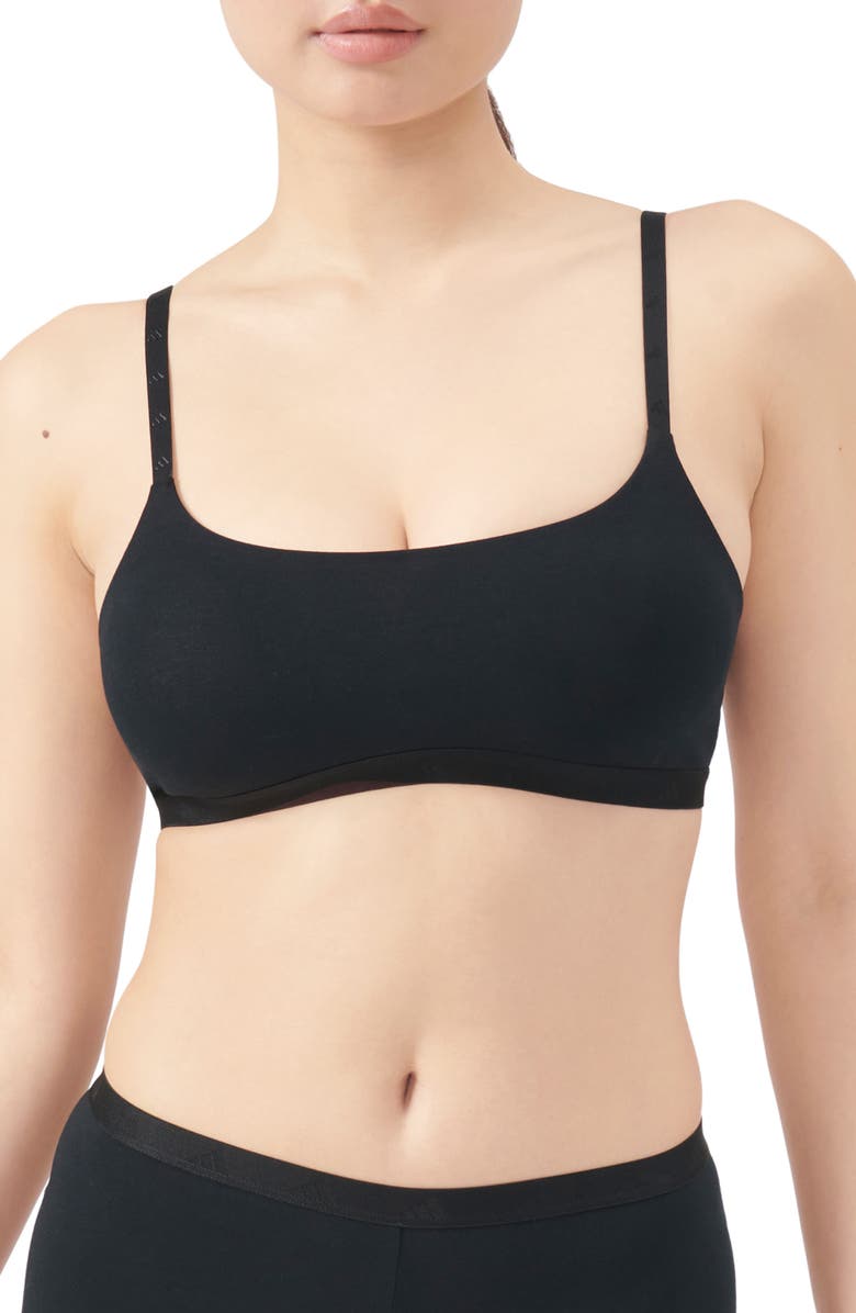 adidas Originals Scoop Stretch Cotton Jersey Bralette, Main, color, Black