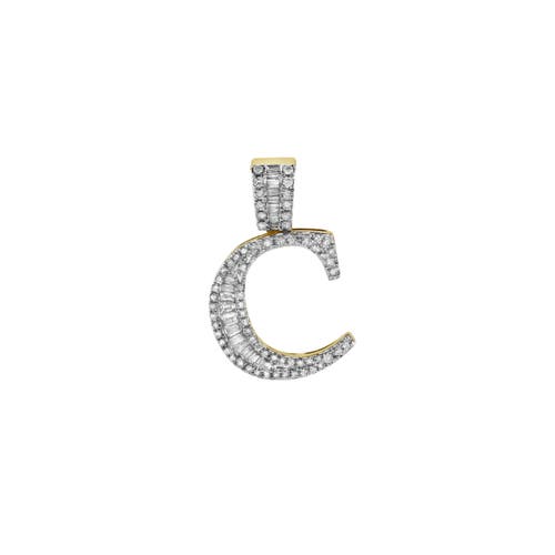 Luvmyjewelry C Initial Diamond Pendant 10k Yellow Gold In 10k Yellow Gold -