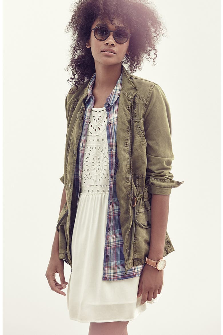 Drapey Military Jacket, Alternate, color, WASHED WHITE