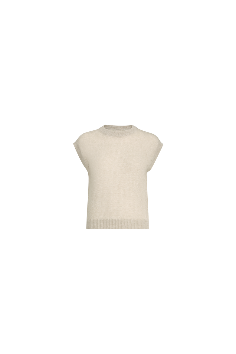 Sparkling mohair and wool T-shirt, Alternate, color, Ivory