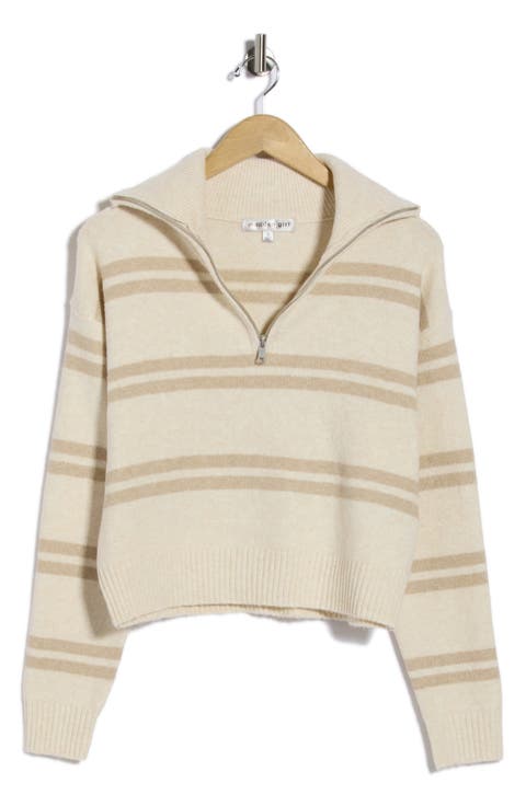 Striped Quarter Zip Sweater
