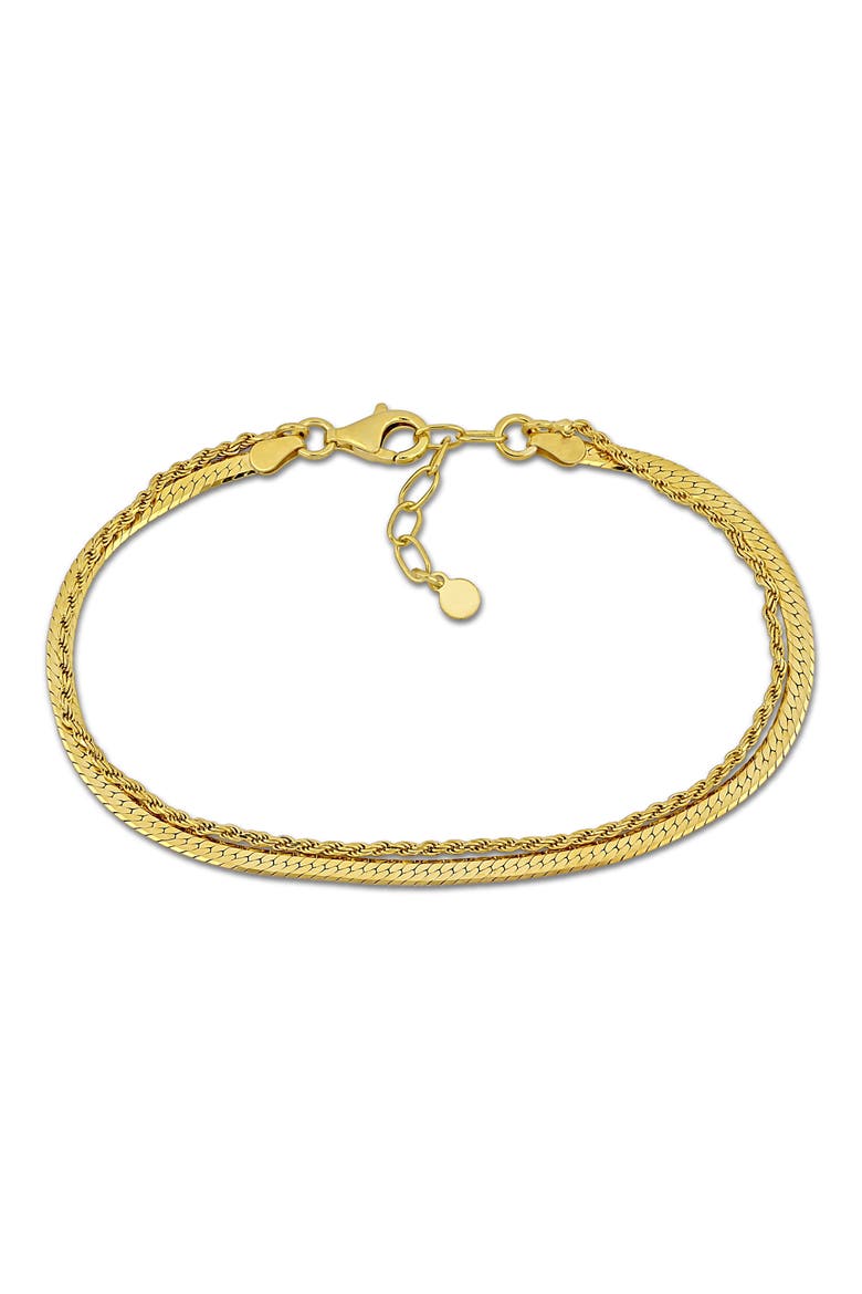 Double Heart Strand Herringbone Bracelet, Main, color, YELLOW GOLD