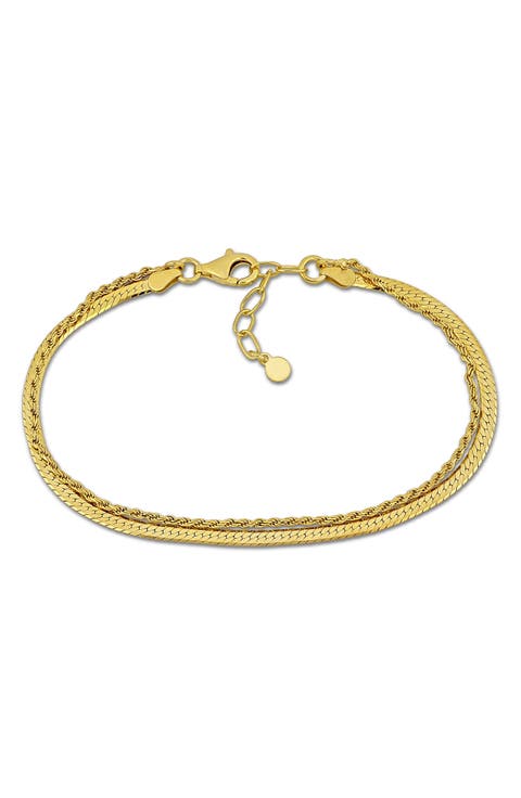 Double Heart Strand Herringbone Bracelet
